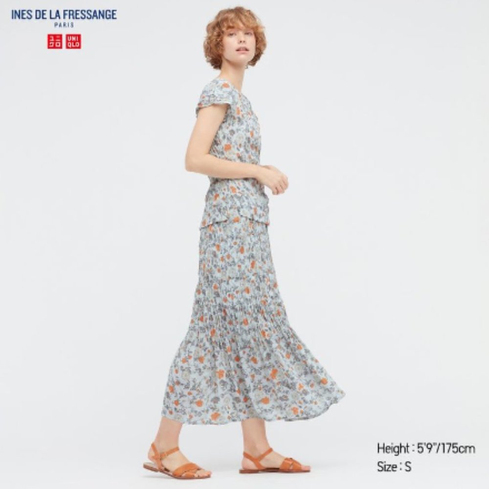 UNIQLO WOMEN CHIFFON TWIST-PLEATED SKIRT